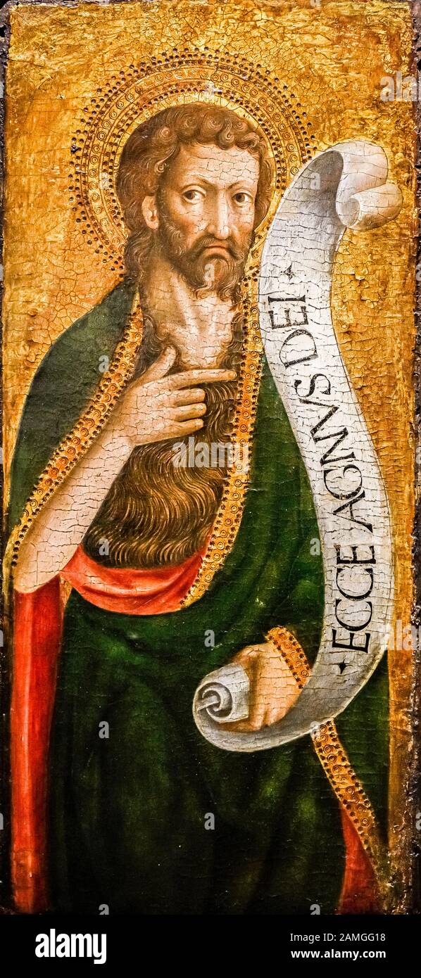 Italie Ligurie La Spezia: Musée Civique Amedeo Lia: Paduan Anonyme. Saint Jean Baptiste - XVe siècle Banque D'Images