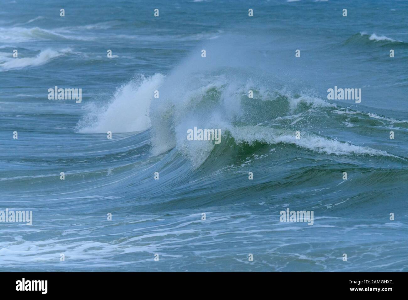 Breaking Wave, Vorope, Nationalpark Thy, Thisted, Mer Du Nord, Jutland Nord, Danemark Banque D'Images