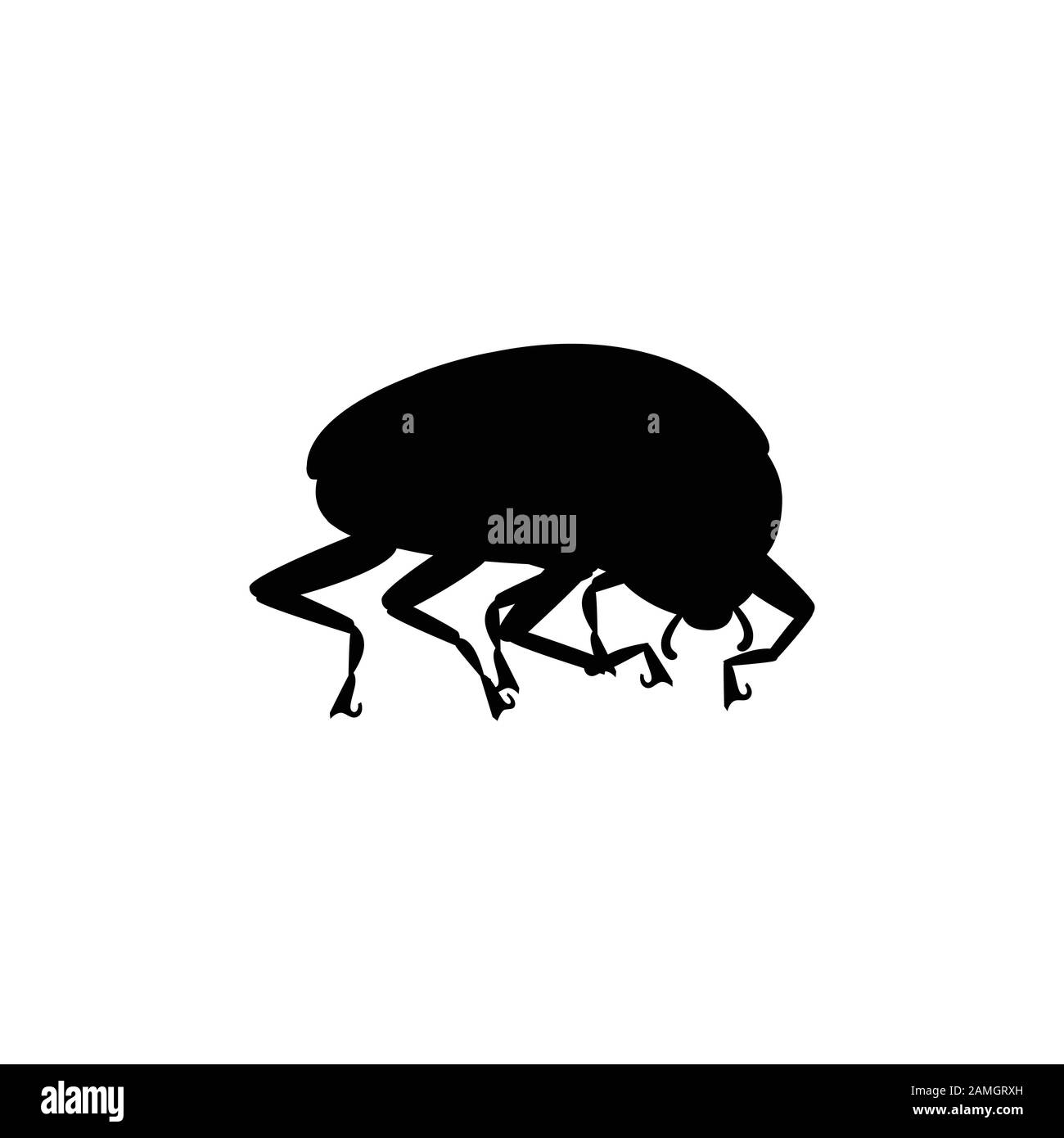 Silhouette noire coccinelle avec coléoptère fermé dessin de caricature illustration vectorielle plate isolée sur fond blanc. Illustration de Vecteur