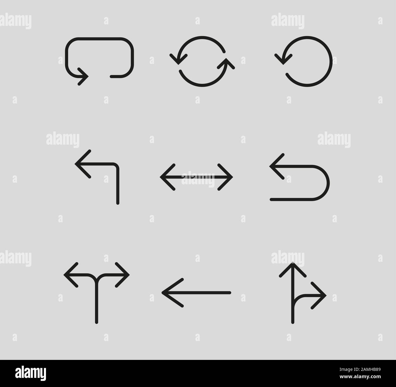Flèche de la ligne icon set. Vector illustration design plat, Illustration de Vecteur