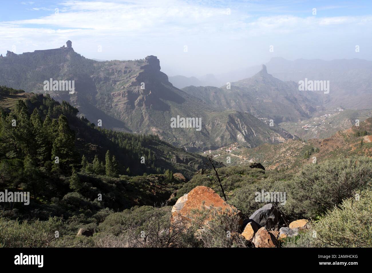 Wanderung vom Cruz Lanos de la Pez nach la Culata, Tejeda, Gran Canaria, Kanaren, espagnol Banque D'Images