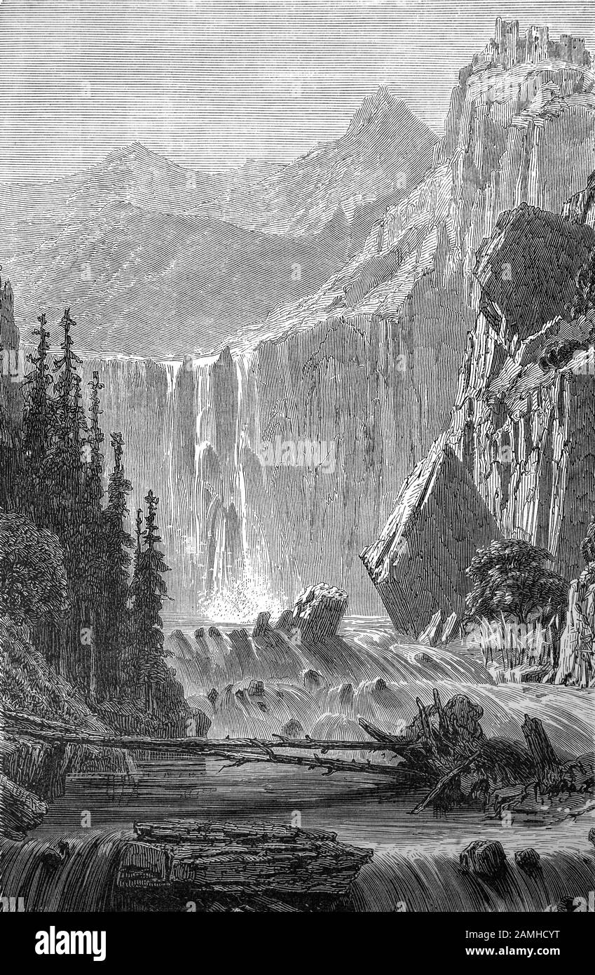 Cascades traversant une vallée érodée ou une gorge dans les montagnes Taurus, un complexe de montagne dans le sud de la Turquie, séparant la région côtière méditerranéenne du sud de la Turquie du plateau central anatolien. Dans les montagnes Aladaglar et Bolkar, le calcaire s'est érodé pour former des paysages karstiques de cascades, de rivières souterraines et de certaines des plus grandes grottes d'Asie. Banque D'Images