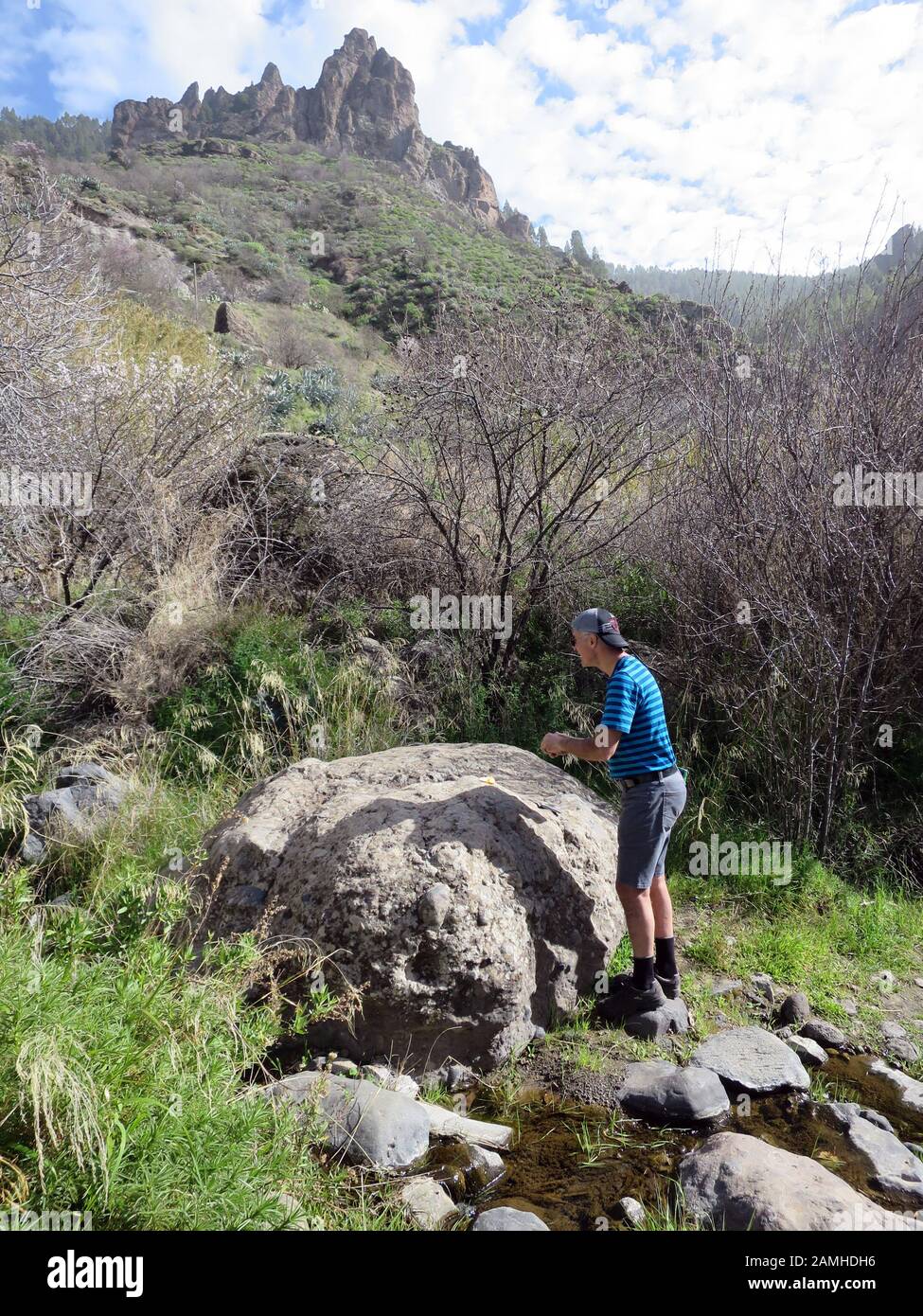 Wanderung vom Cruz Lanos de la Pez nach la Culata, Tejeda, Gran Canaria, Kanaren, espagnol Banque D'Images