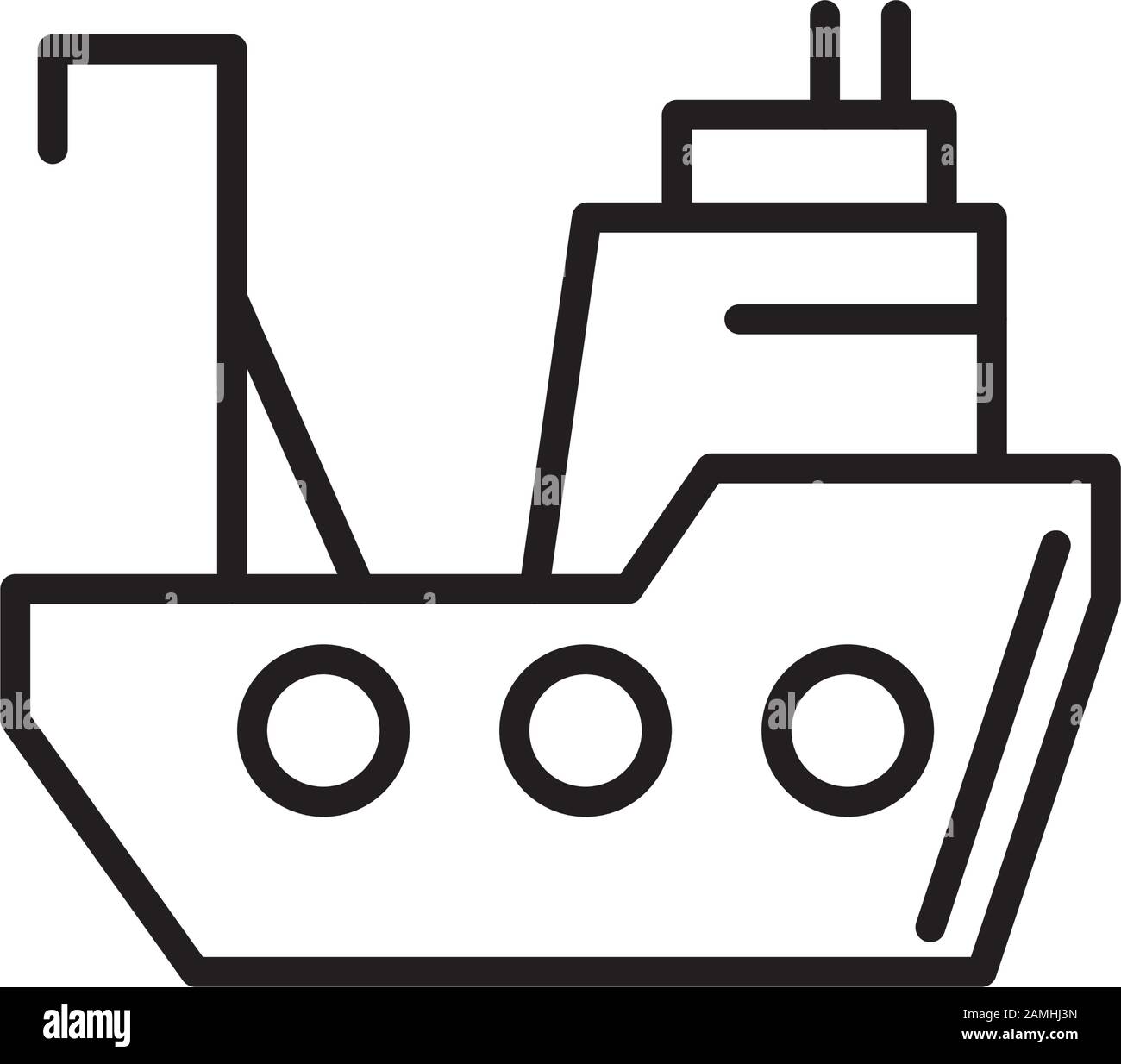 transport de bateaux de pêche commerciale conception linéaire Illustration de Vecteur