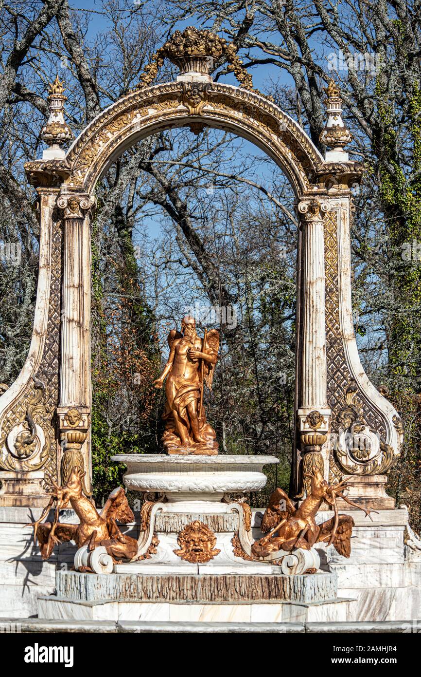 Jardins du Palais Royal de La Granja de San Ildefonso, Segovia, Espagne Banque D'Images