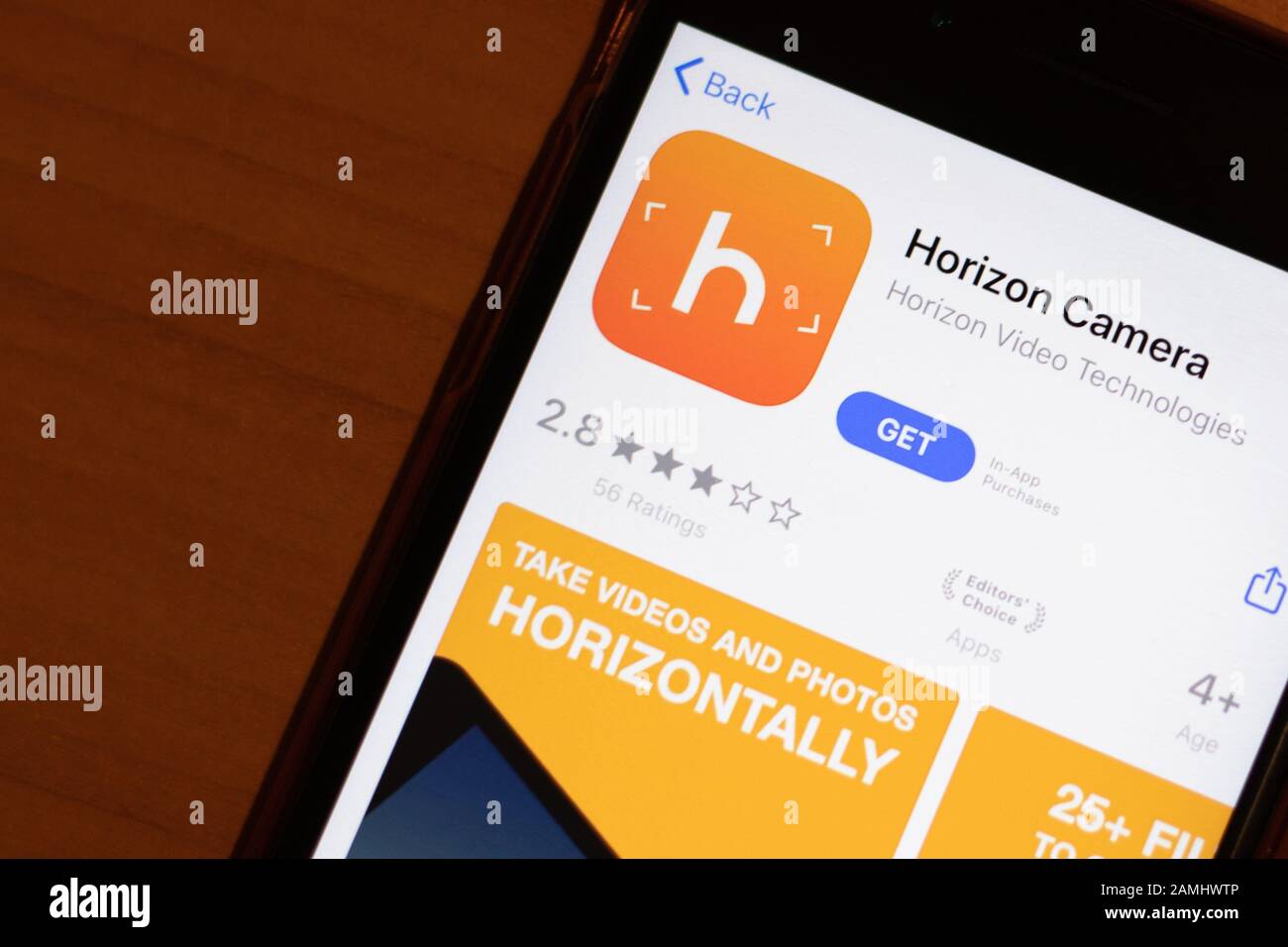 Saint-Pétersbourg, Russie - 10 janvier 2020: Icône Horizon Camera gros plan sur l'écran du téléphone, éditorial illustratif Banque D'Images