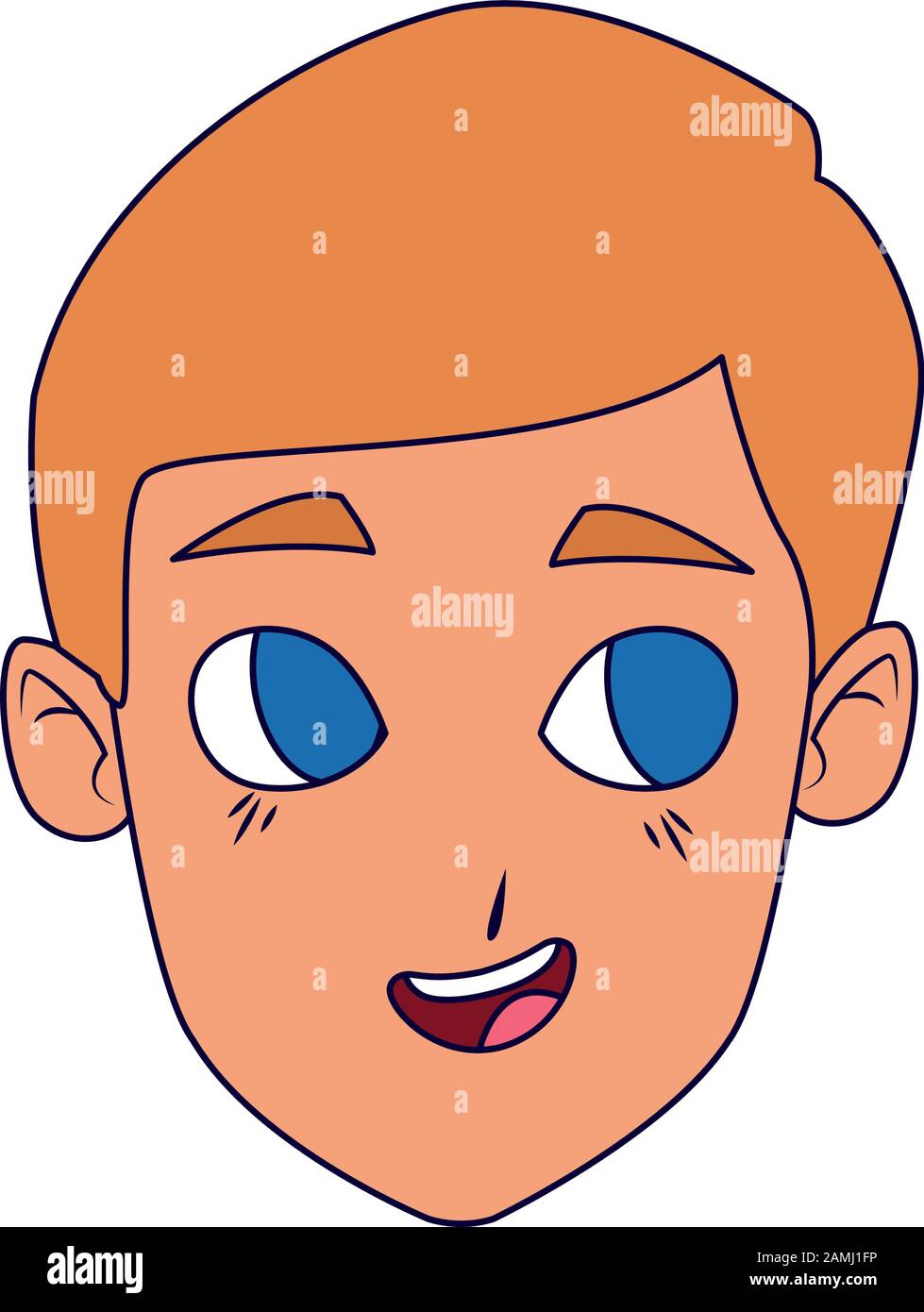 dessin animé avec une icône de cheveux blond Image Vectorielle Stock