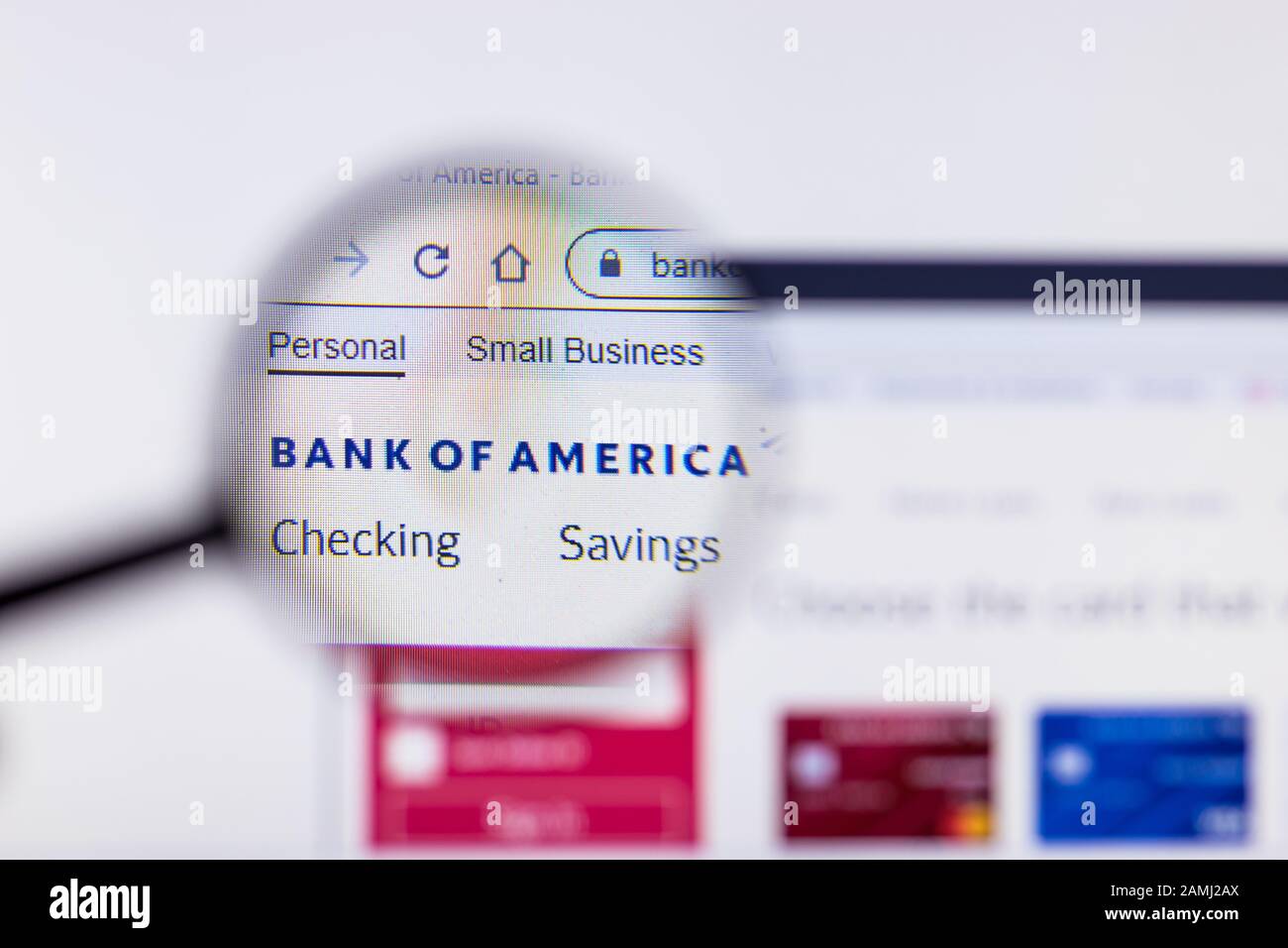 Saint-Pétersbourg, Russie - 10 janvier 2020: Page du site Web de la Banque d'Amérique sur un écran d'ordinateur portable avec logo, éditorial illustratif Banque D'Images