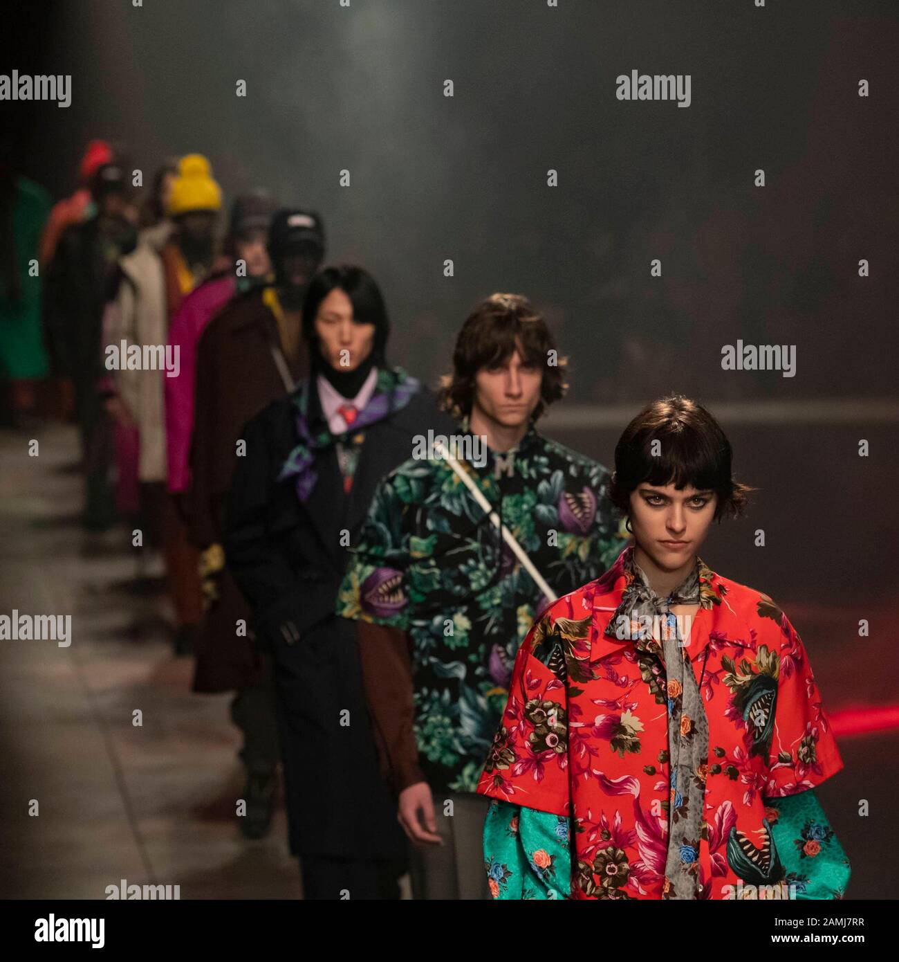 Milan, Italie. 12 janvier 2020. Msgm Automne/Hiver 2020/2021 Piste Pendant La Semaine De La Mode De Milan Hommes‚Äôs Janvier 2020 - Milan, Italie 12/01/2020 | Utilisation Dans Le Monde Crédit: Dpa/Alay Live News Banque D'Images