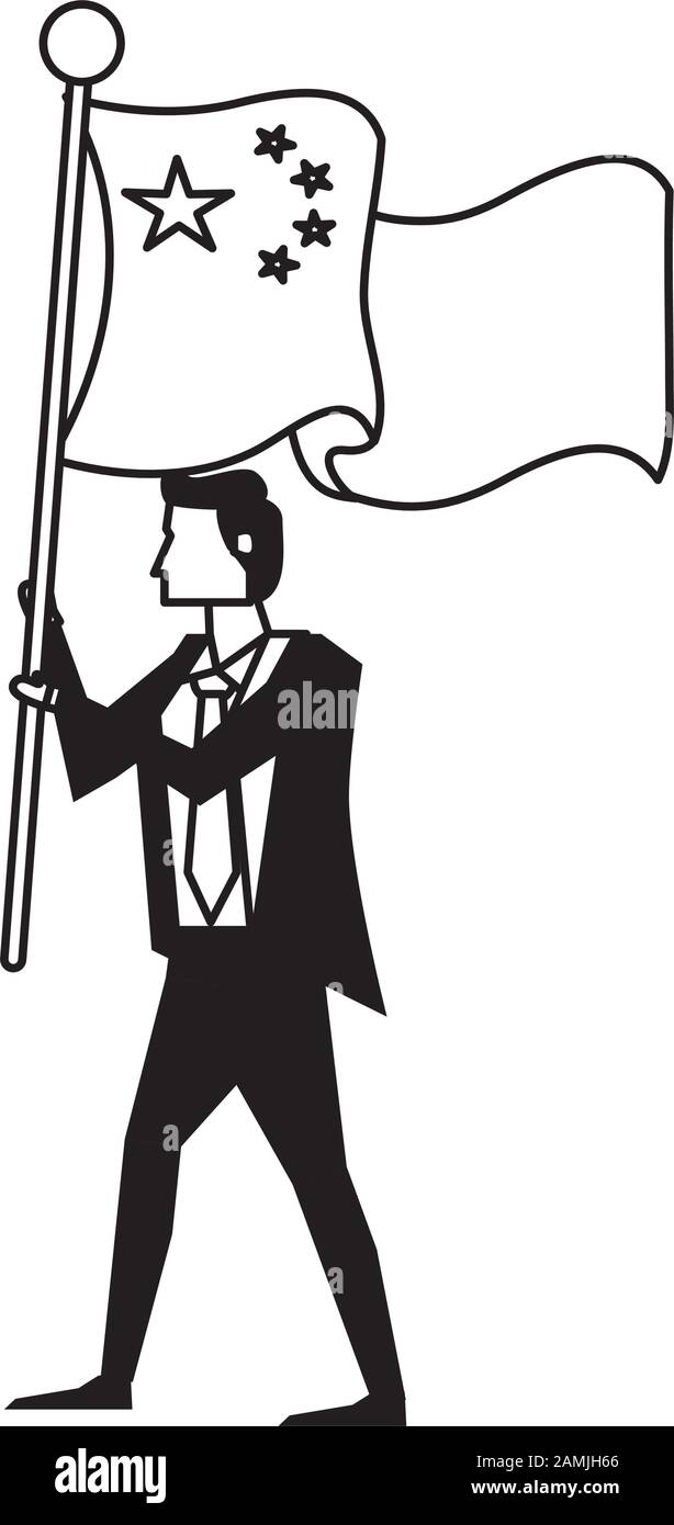 Businessman avec drapeau Chine character Illustration de Vecteur