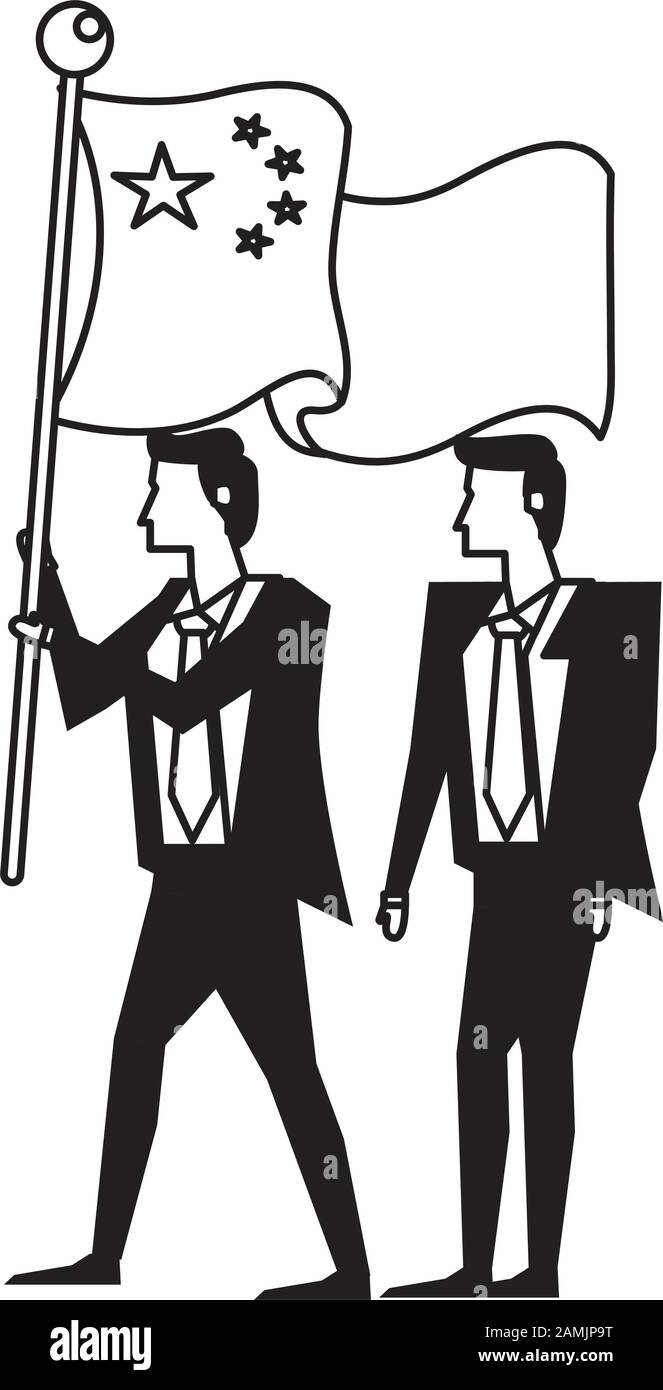 Les hommes d'affaires avec les caractères de la Chine drapeau Illustration de Vecteur