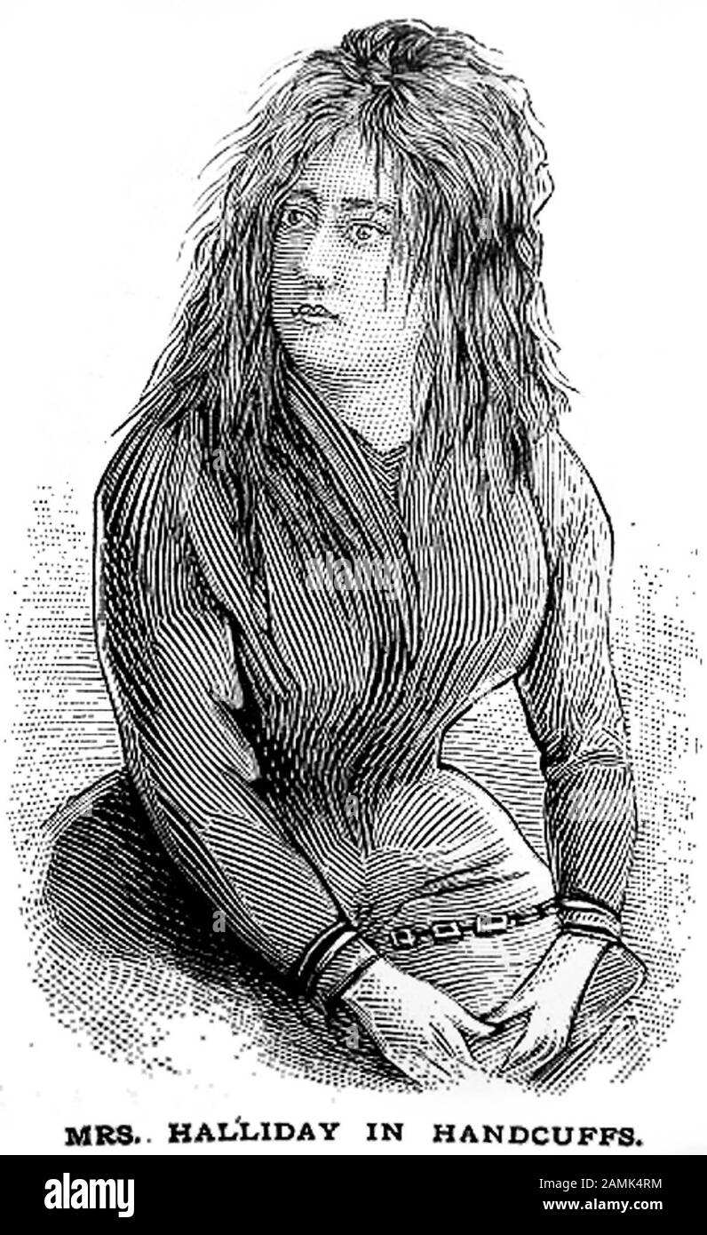 Lizzie Brown Halliday (c.1860 - Le 18 juin, 1918) était une femme américaine irlandais connu pour être un tueur en série, après avoir tué au moins cinq personnes. Elle a été la première femme condamnée à mourir dans l'État de New York's chaise électrique (1894) mais sa peine a été commuée en fonction de la folie et elle a passé le reste de sa vie dans un établissement psychiatrique. Banque D'Images