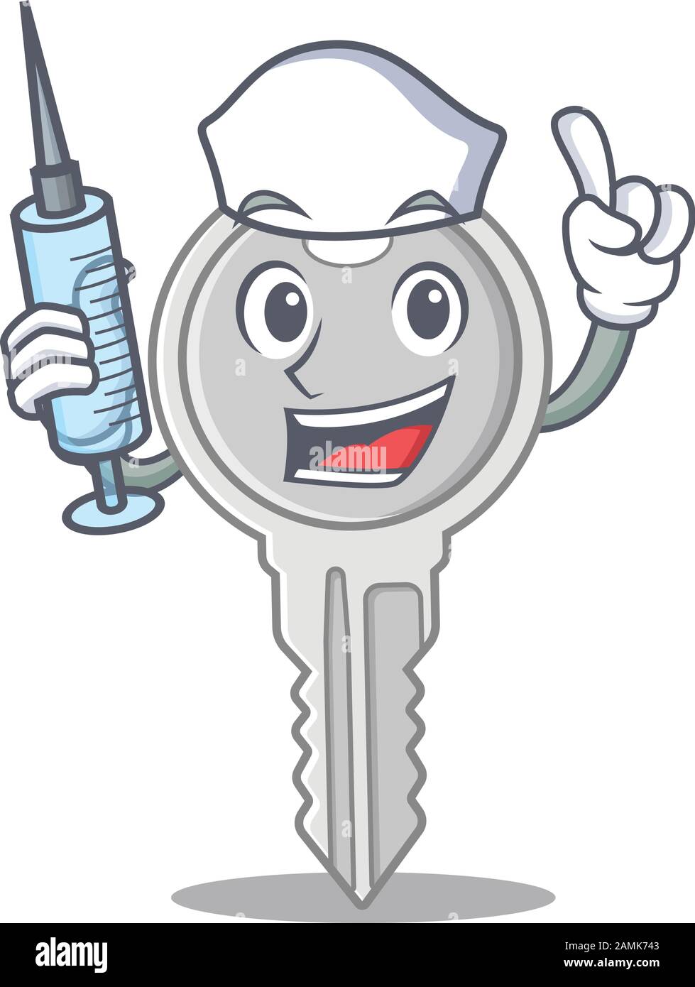 Un Personnage De Dessin Anime Avec Une Seringue Est Le Symbole De L Infirmiere Smiley Image Vectorielle Stock Alamy
