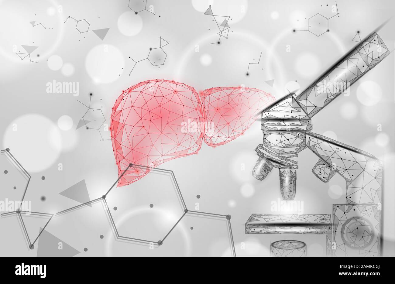 Symbole médical Médecin du foie concept en ligne. Traitement des drogues médicales science microscope. Le diagnostic de santé Web bannière réseau de pharmacies. La livraison Illustration de Vecteur