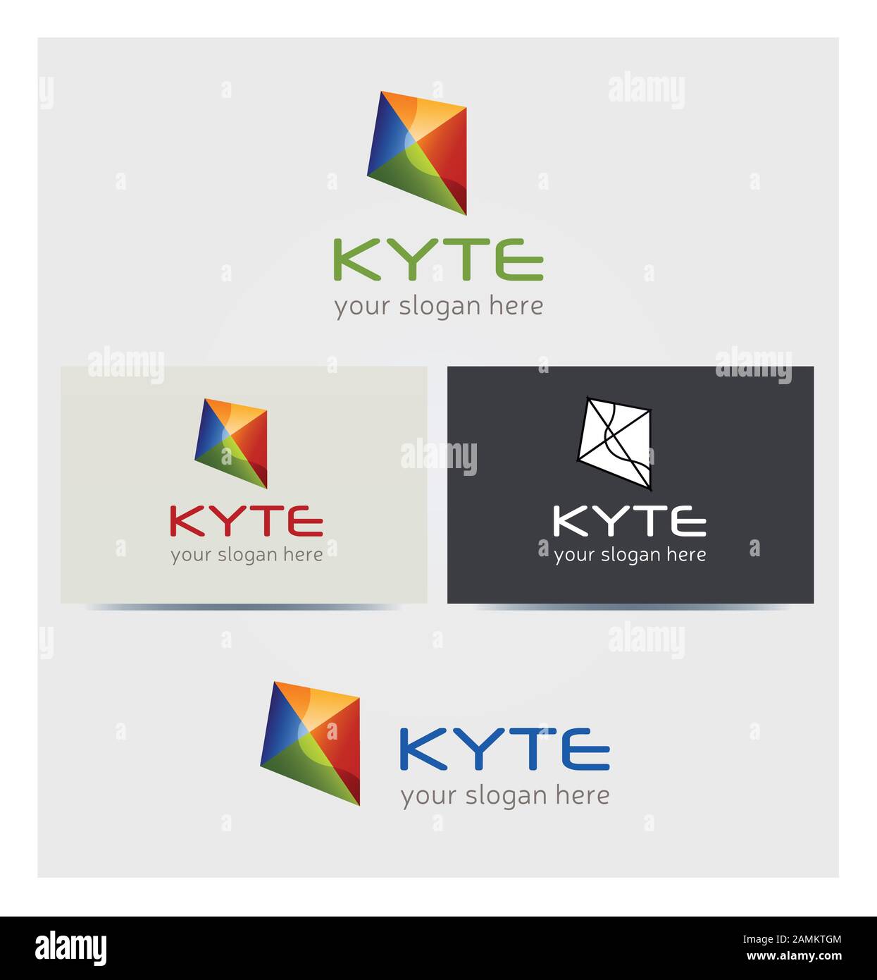 Logo Design unique - Kite - multicolore 4 Faces - Couleurs primaires Illustration de Vecteur
