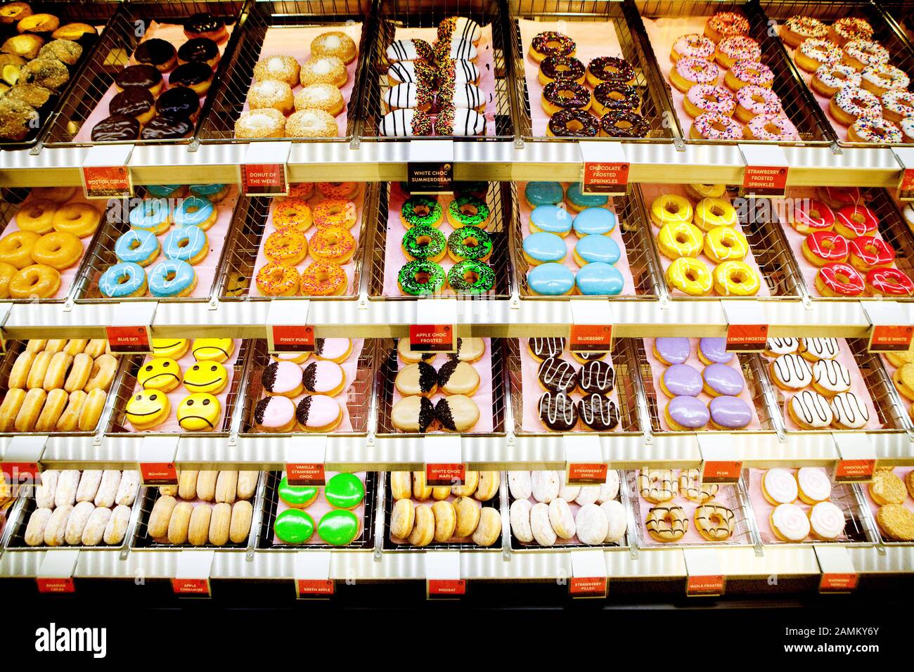 Mise en service partielle du nouveau niveau de distribution S-Bahn à la gare centrale de Munich : sur la photo Donuts dans un magasin nouvellement ouvert de la chaîne de Dunkin Donuts. [traduction automatique] Banque D'Images