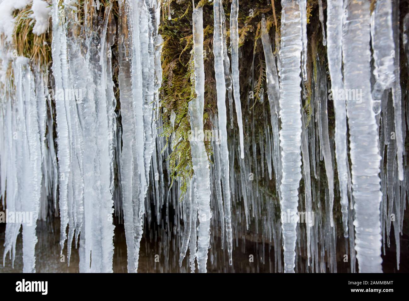 L'Ammer et le Schleierfälle en hiver avec de la glace et de la neige dans l'Allgäu [traduction automatique] Banque D'Images