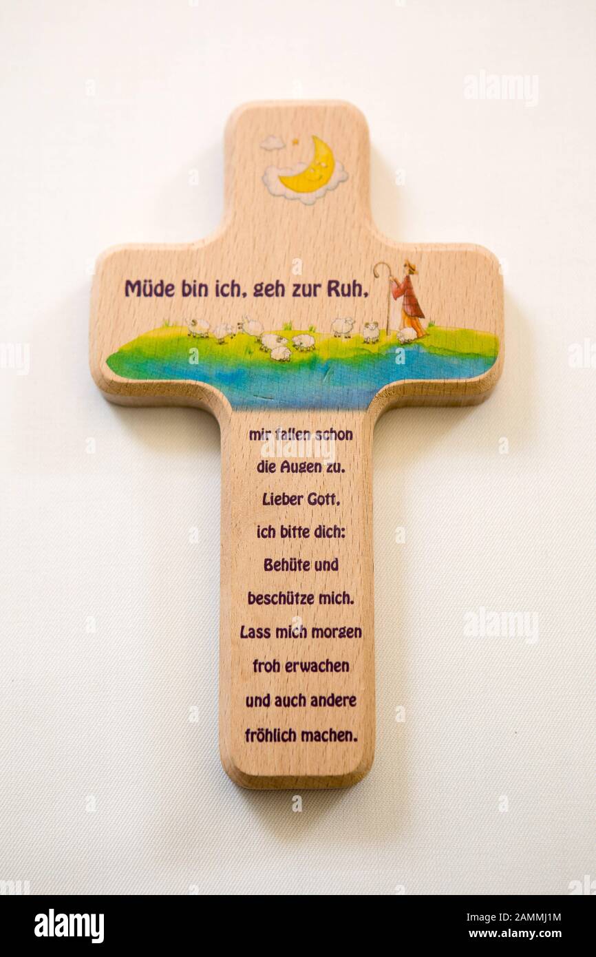 Croix chr/étienne en bois pour enfant gott besch/ütze mich 15 cm
