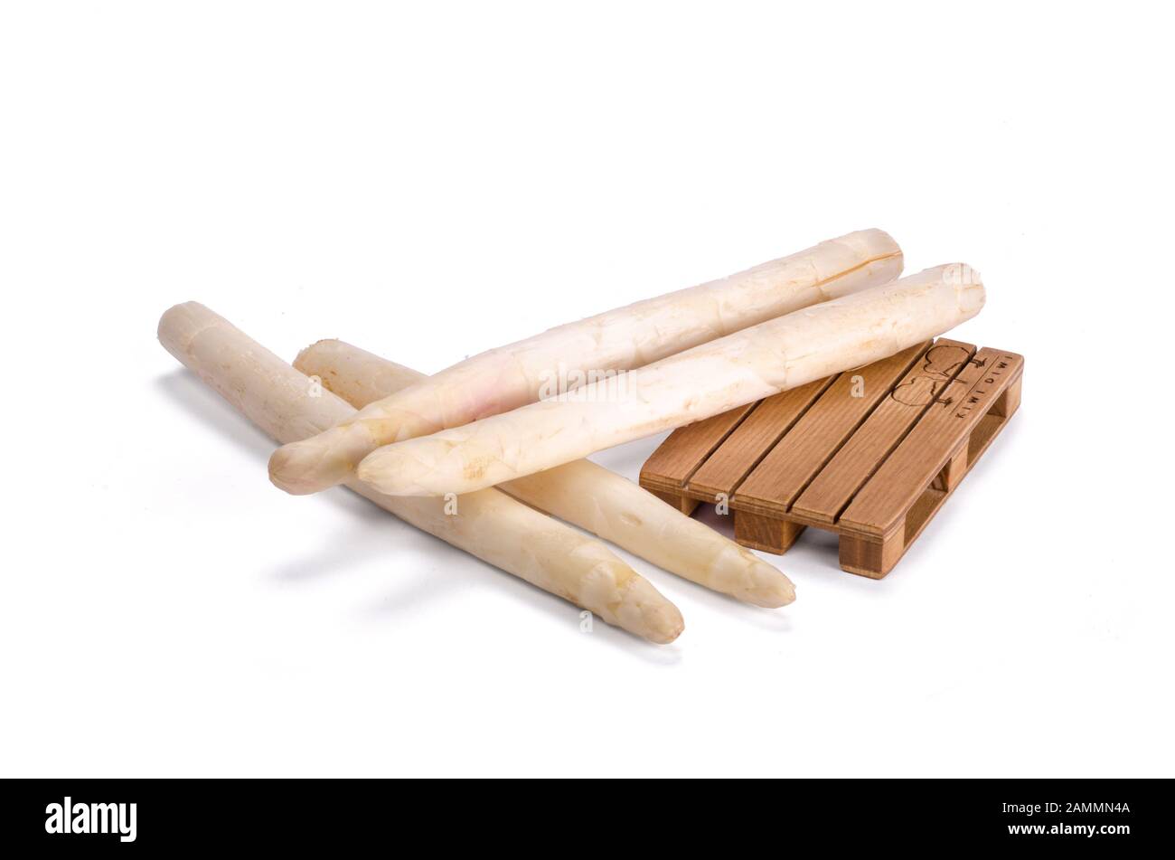 Photo d'asperges blanches sur fond blanc Banque D'Images