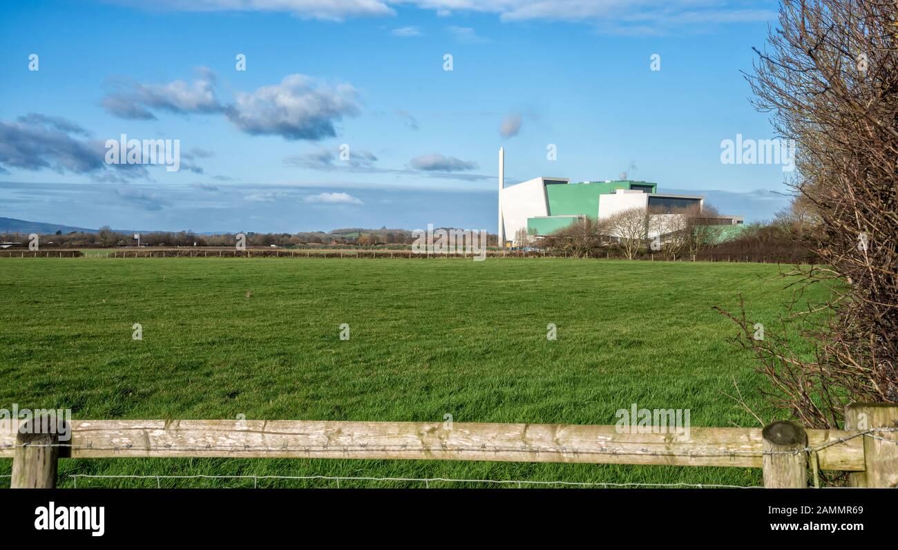 Incinérateur de déchets Javelin Park près de Gloucester, Angleterre, Royaume-Uni Banque D'Images