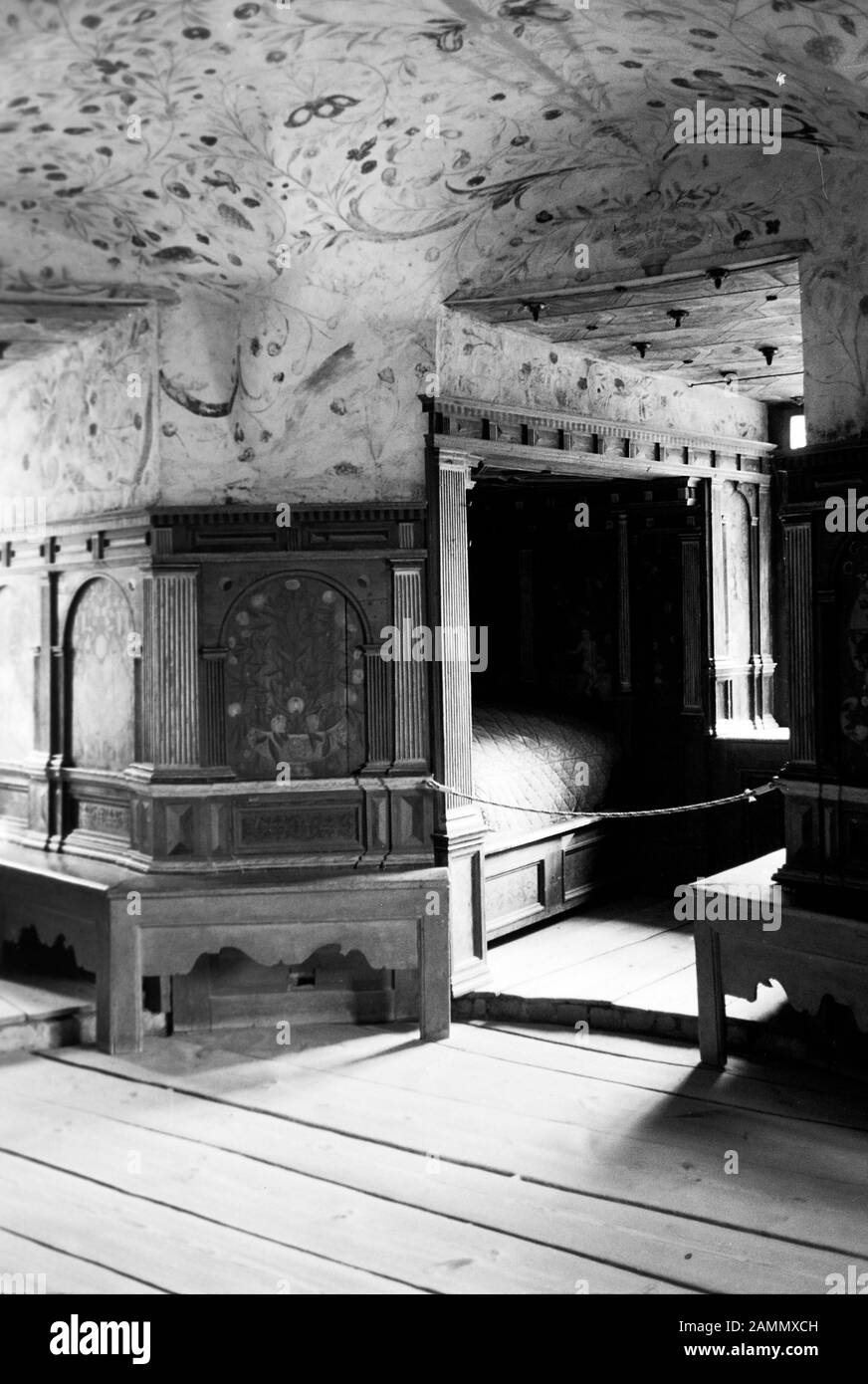 Gemach von Herzog Karl im Schloss Gripsholm, bei Stockholm, Schweden, 1969. Chambre de Duke Karl au château de Gripsholm, près de Stockholm, Suède, 1969. Banque D'Images
