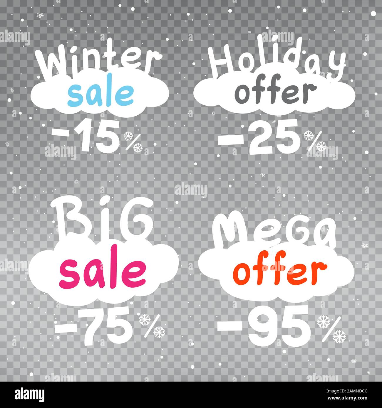 jeu d'autocollants de réduction de vente d'hiver Illustration de Vecteur