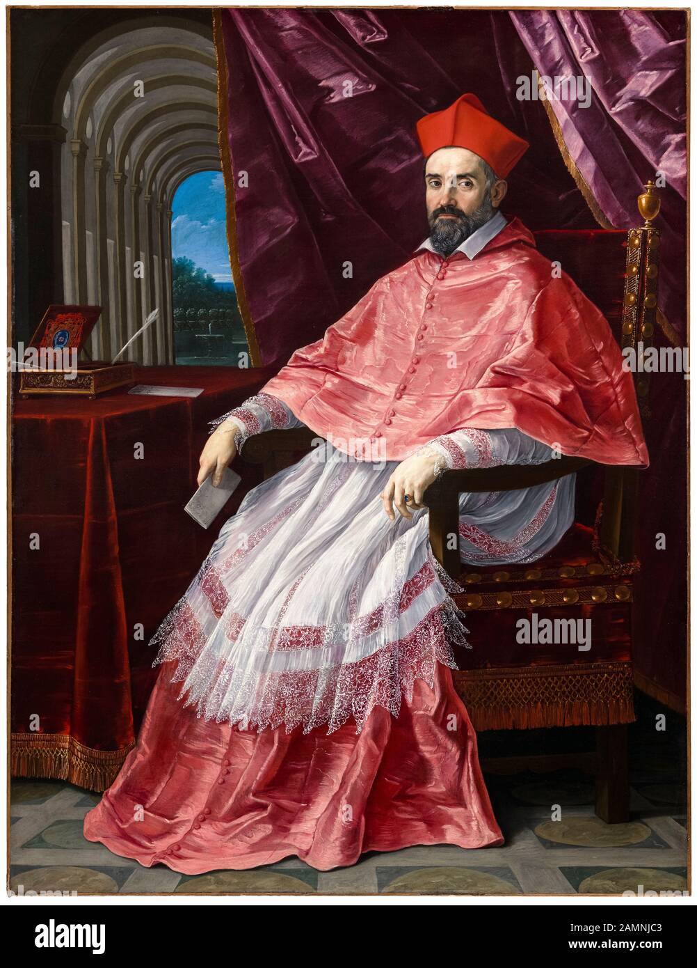 Guido Reni, Cardinal Roberto Ubaldini (1581-1635), Papal Legate à Bologne, portrait-painting, 1627 Banque D'Images