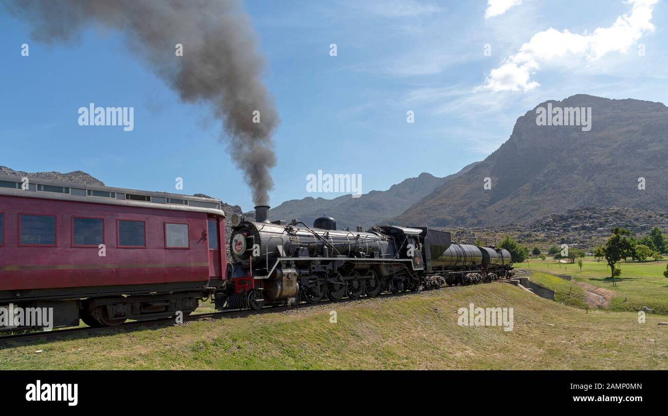Ceres, Western Cape, Afrique du Sud. Décembre 2019. Machine à vapeur transportant des voitures à la fête de la cerise annuel sur Ceres golf course Banque D'Images