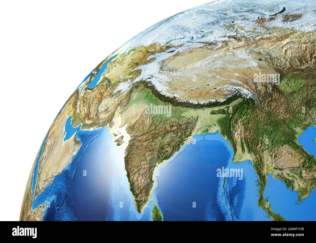 Globe terrestre près de la zone asiatique. Très détaillé et photo réaliste. (Cartes originales fournies par la NASA.) Banque D'Images