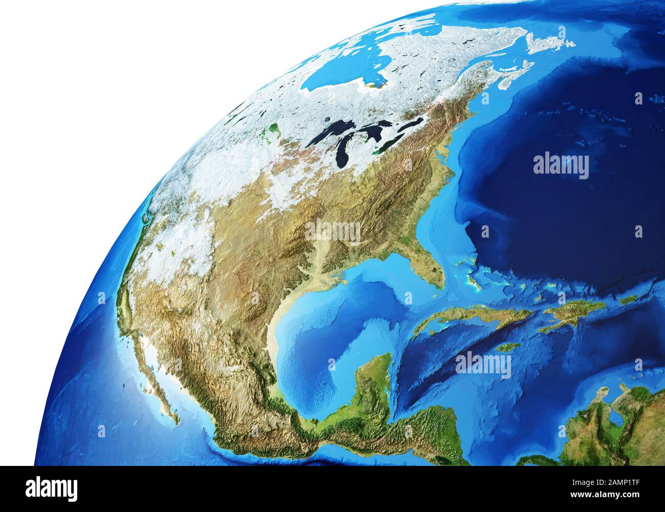 Globe terrestre proche de l'Amérique du Nord. Très détaillé et photo réaliste. (Cartes originales fournies par la NASA.) Banque D'Images
