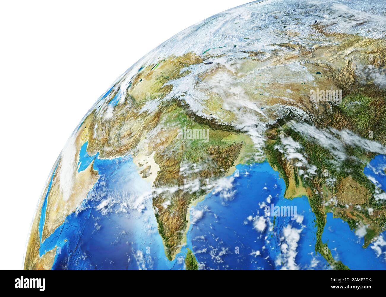 Globe terrestre près de la zone asiatique. Très détaillé et photo réaliste. Avec nuages. (Cartes originales fournies par la NASA.) Banque D'Images