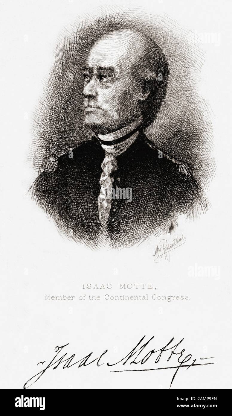 Isaac Motte, 1738 - 1795. Soldat américain et homme d'État. Il était le représentant de la Caroline du Sud au Congrès continental. Banque D'Images
