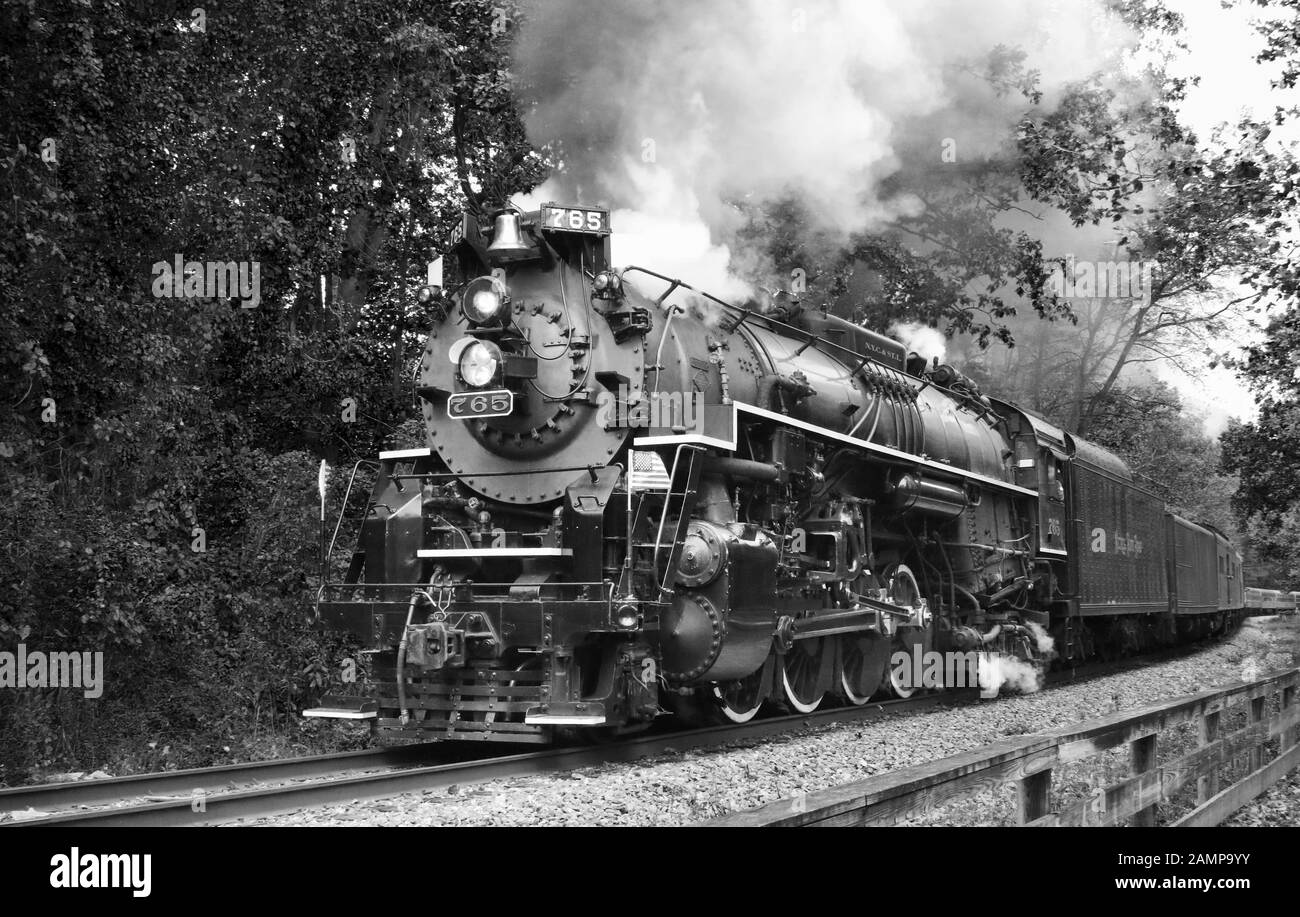 Plaque Nickel Road No. 765 s'agit d'un 2-8-4 'Comté' type locomotive à vapeur construite pour le Nickel Plate Road en 1944 par l'Lima Locomotive Works à Lima, O Banque D'Images