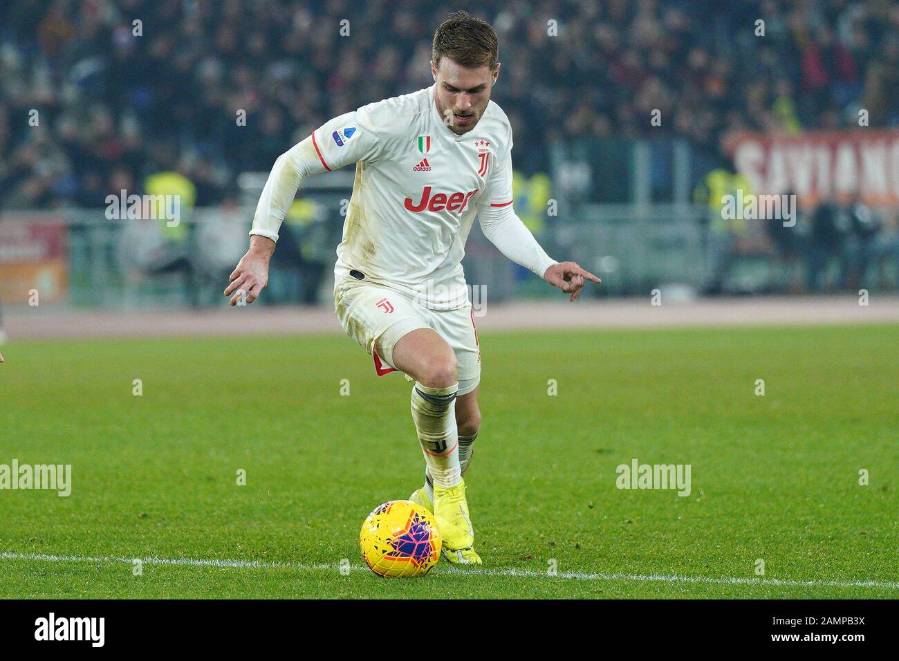 Rome, Italie. 12 janvier 2020. Aaron Ramsey de Juventus FC lors du match de la série A entre Roma et Juventus à Stadio Olimpico, Rome, Italie, le 12 janvier 2020. Photo De Luca Pagliaricci. Utilisation éditoriale uniquement, licence requise pour une utilisation commerciale. Aucune utilisation dans les Paris, les jeux ou une seule publication de club/ligue/joueur. Crédit: Uk Sports Pics Ltd/Alay Live News Banque D'Images