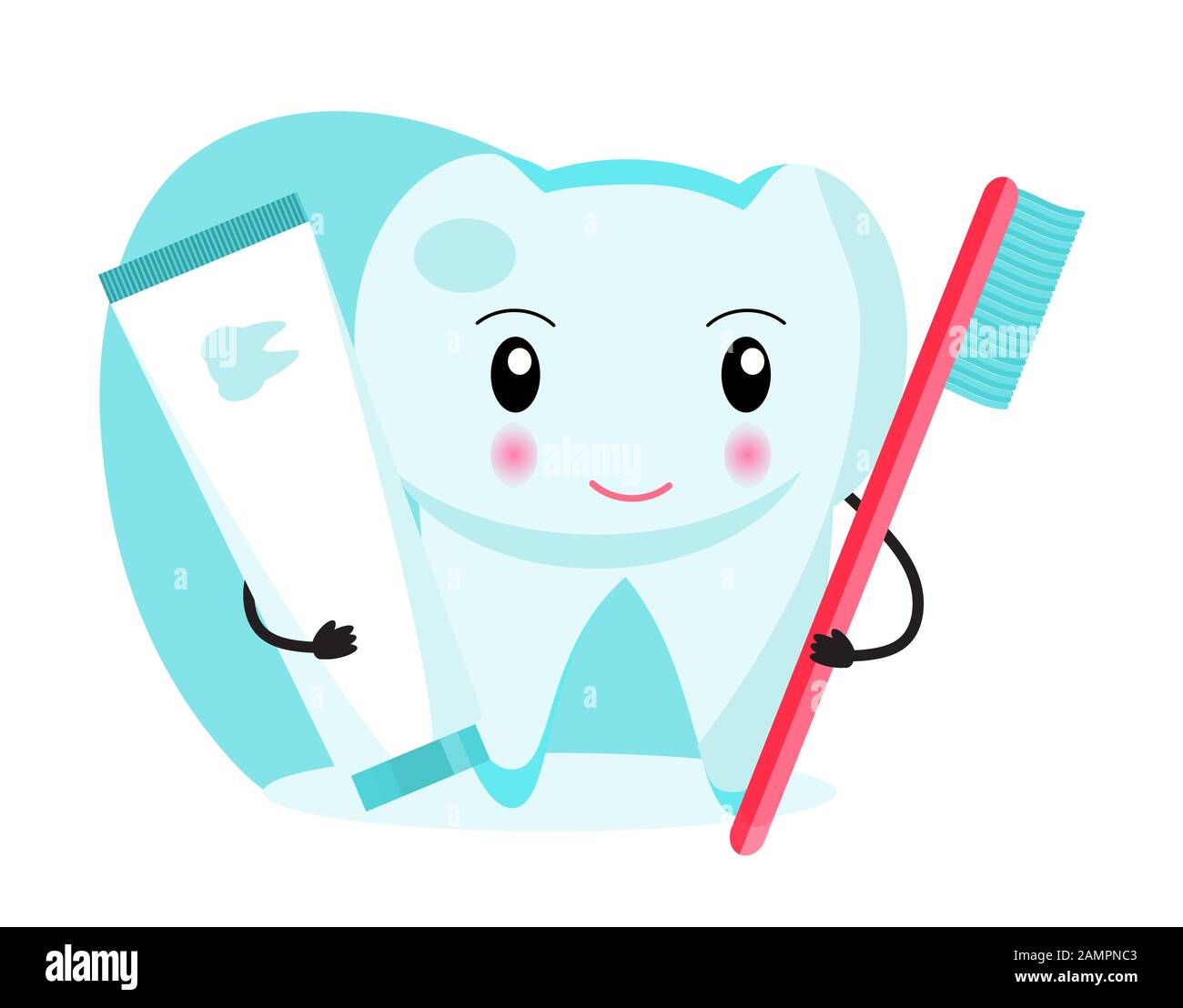 Une dent drôle tient une brosse à dents et un dentifrice. Hygiène dentaire  nationale, semaine, jour. Vecteur de concept de dentisterie Image  Vectorielle Stock - Alamy