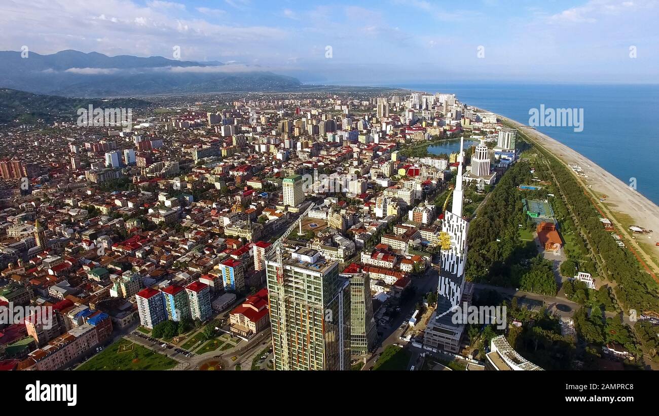 Station balnéaire de la Mer Noire, vue aérienne de Batumi Georgia, immobilier Banque D'Images