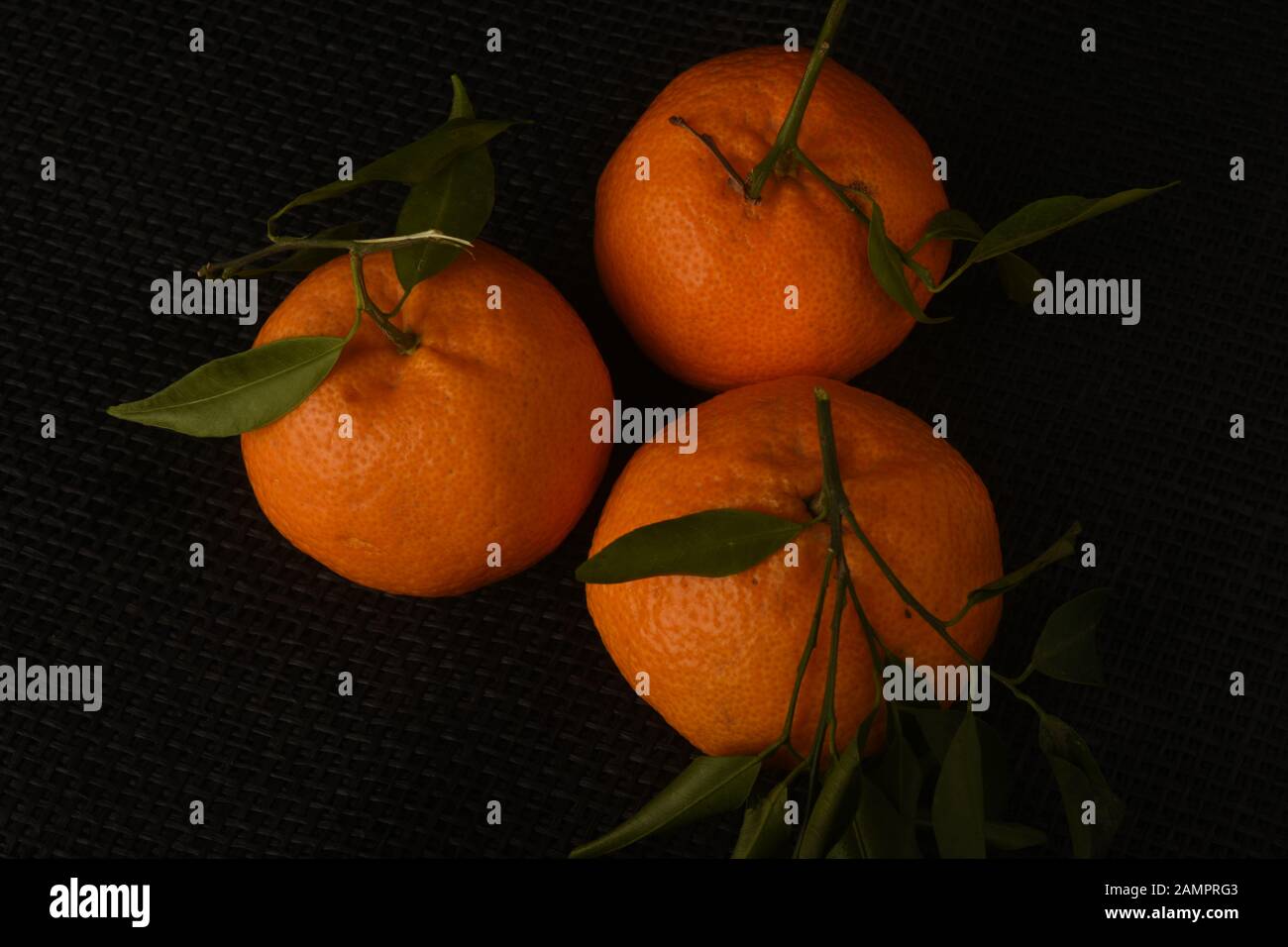 Mandarin des fruits sur un fond noir Banque D'Images