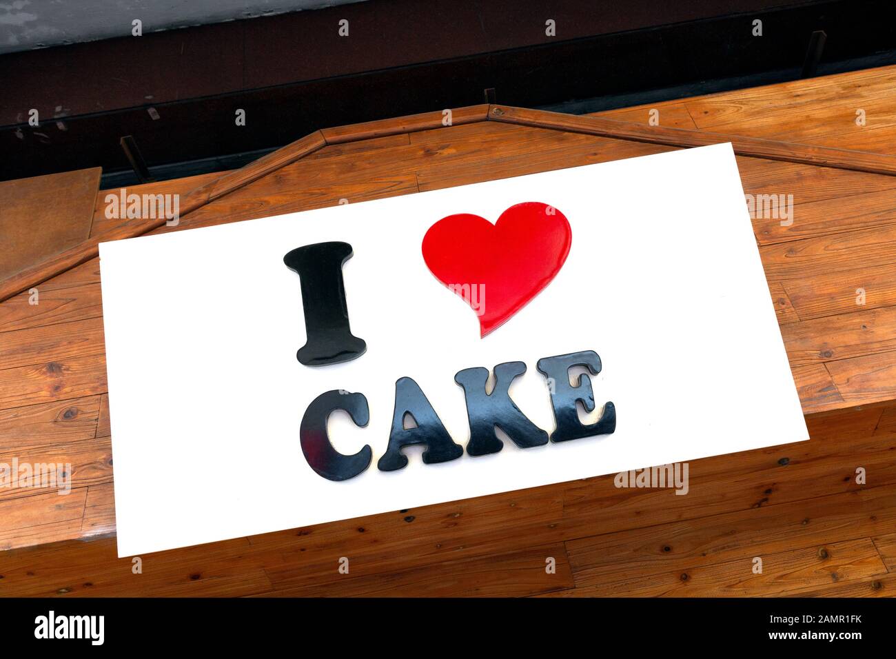 J'aime le signe gâteau avec un coeur, Banque D'Images