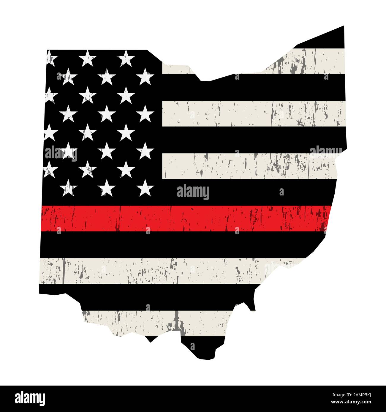 Un drapeau américain sous la forme de l'illustration du soutien de pompier de l'état de l'Ohio. Vector EPS 10 disponible. Banque D'Images