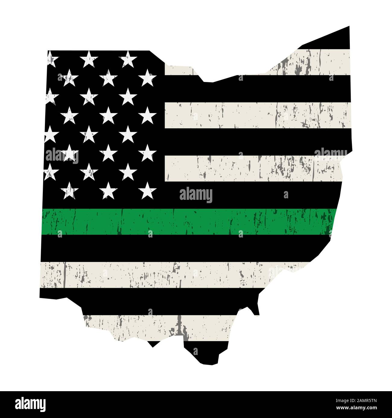 Un drapeau américain sous la forme de l'illustration du soutien militaire de l'État de l'Ohio. Vector EPS 10 disponible. Banque D'Images