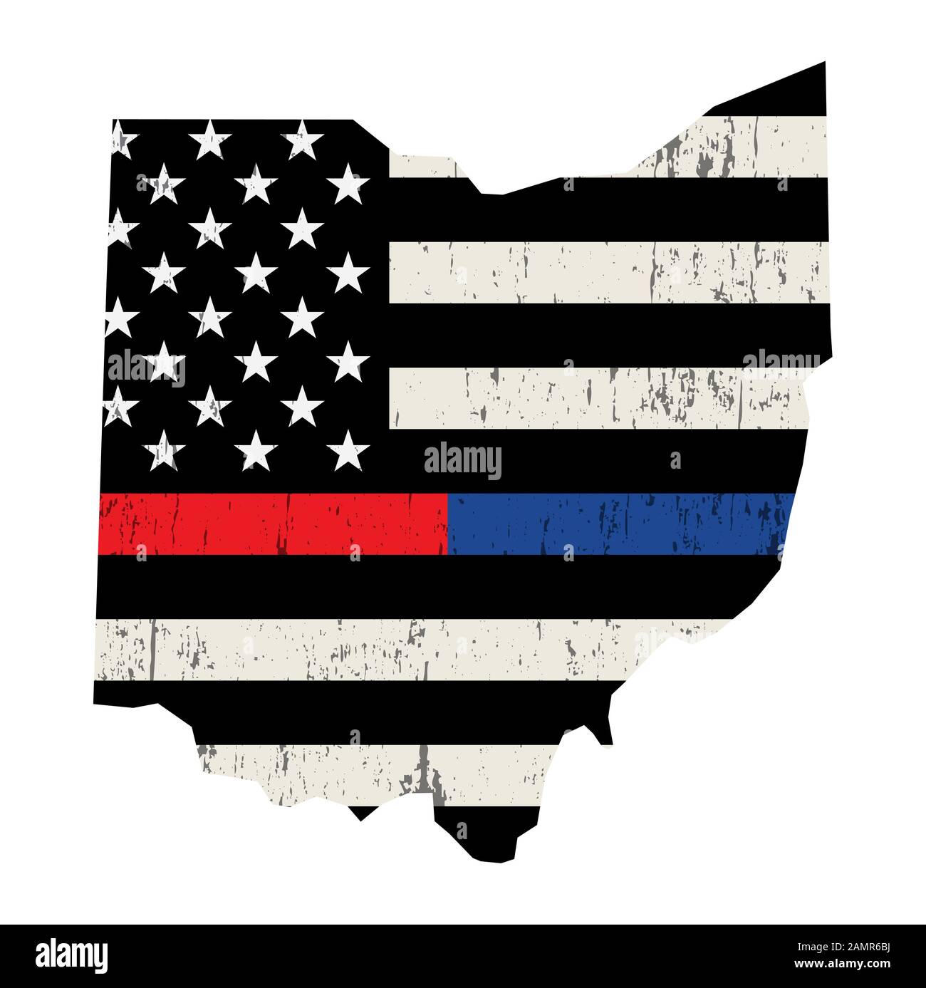 Drapeau américain sous la forme de l'illustration de la police de l'État de l'Ohio et du soutien aux pompiers. Vector EPS 10 disponible. Banque D'Images