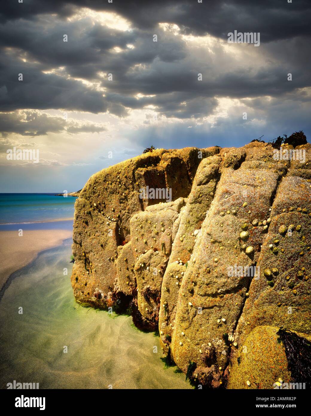 IE - CONNEMARA : côte Atlantique sur l'île d'Omey Banque D'Images