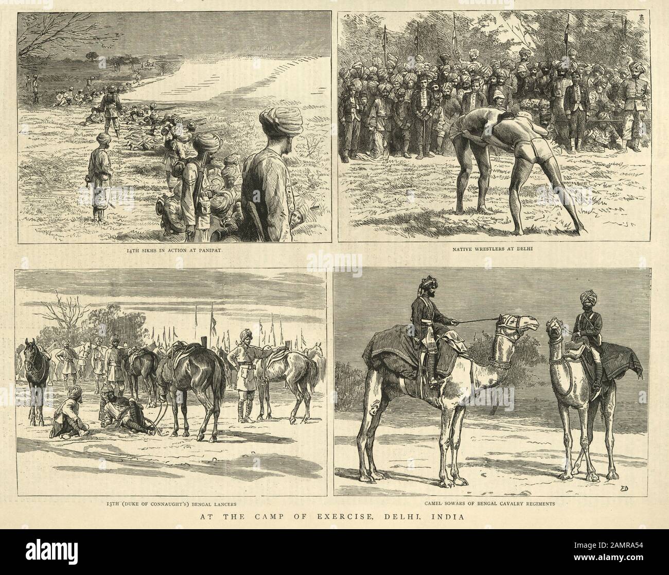Armée indienne britannique, exercice militaire à Delhi, XIXe siècle Banque D'Images