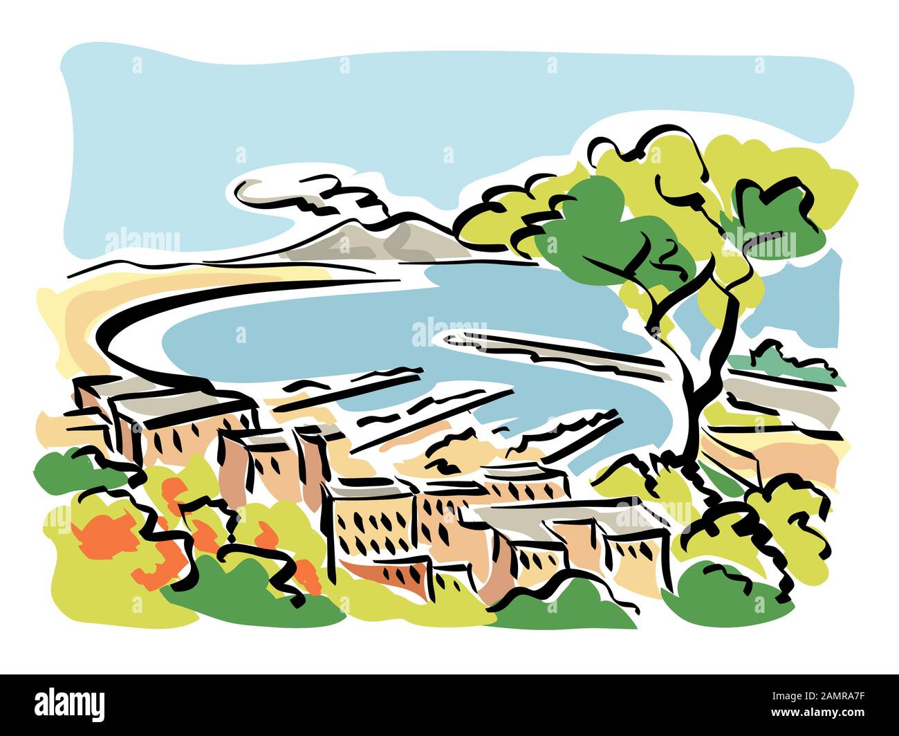 Iillustration du golfe de Naples. Banque D'Images