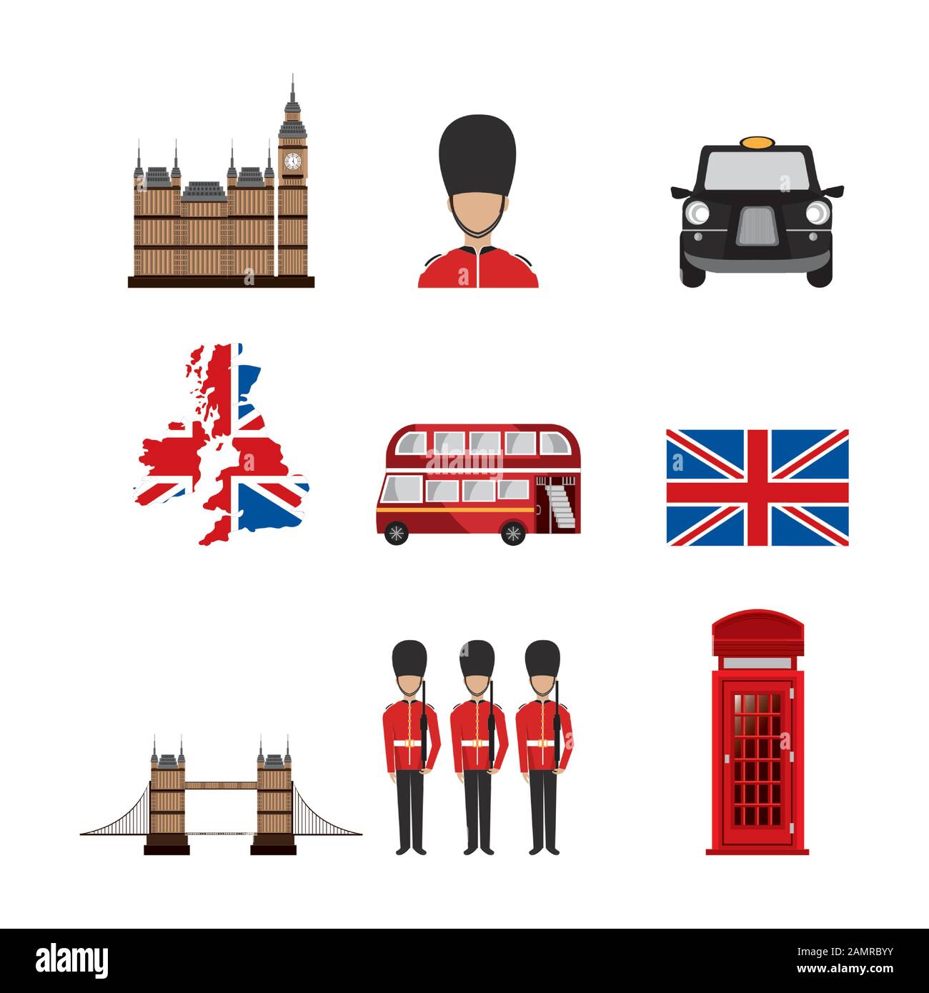 ensemble d'icônes de la culture britannique Illustration de Vecteur