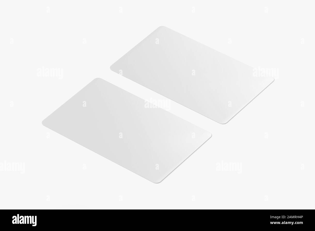 Maquette de carte de crédit/débit blanche, carte cadeau vierge, carte d'achat 3-d Rendering isolée sur fond clair, prête pour votre conception Banque D'Images