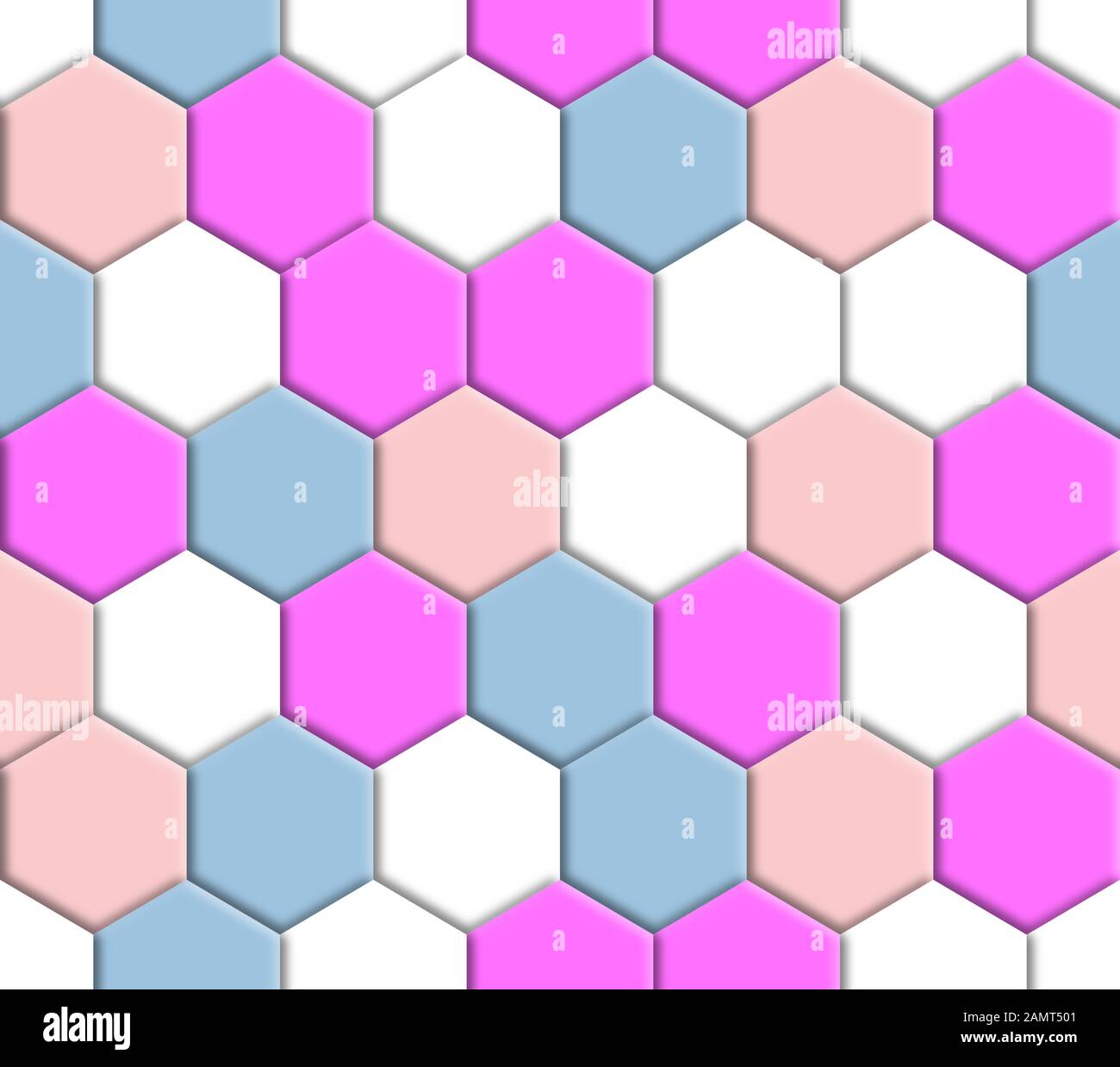 Arrière-plan à répétition hexagonale sans couture aléatoire avec ombre Banque D'Images