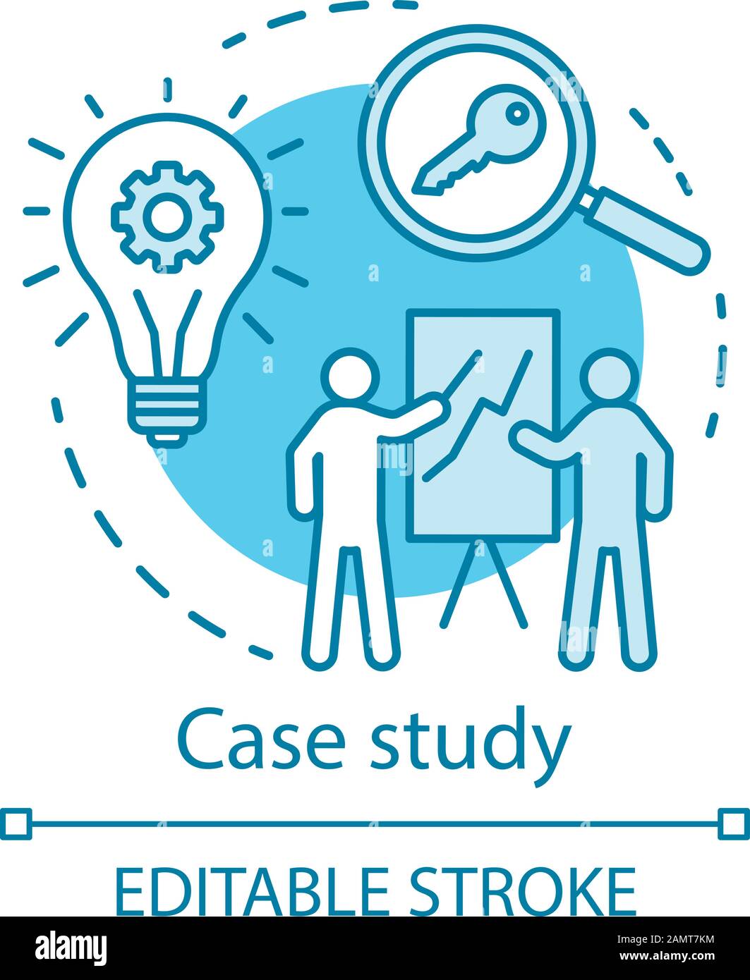 Icône de concept turquoise d'étude de cas. Illustration de l'idée de contenu de prise de décision. Méthode de recherche. Formation commerciale, présentation, rapport. Vect Illustration de Vecteur