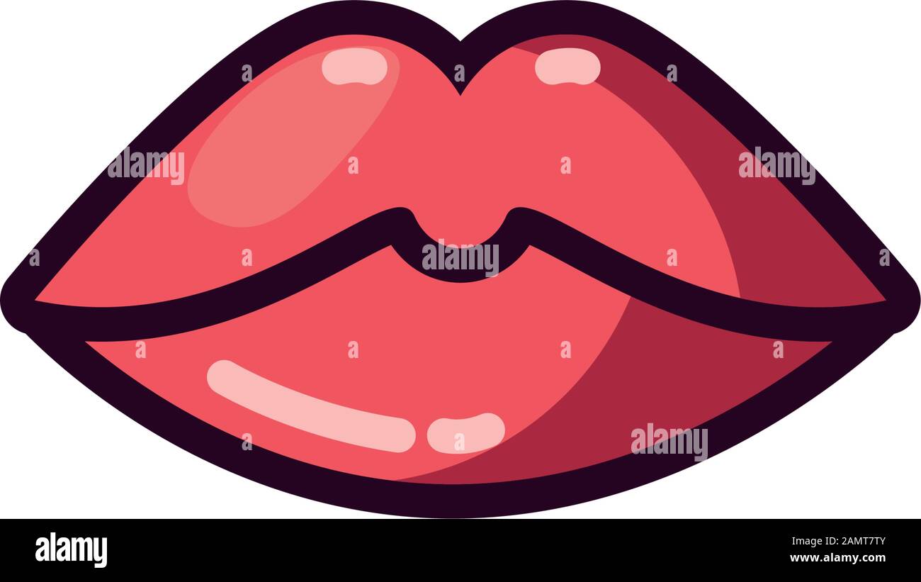Bouche femelle design des lèvres expression caractère caricature fun personnes visage émotion joie humour et thème humain illustration vectorielle Illustration de Vecteur