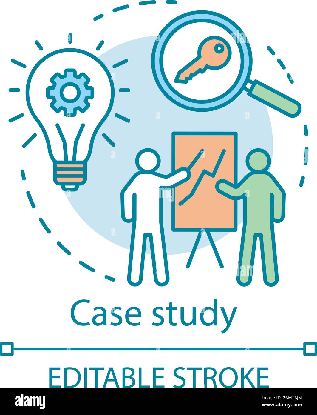 Icône de concept d'étude de cas. Illustration de l'idée de contenu de prise de décision. Méthode de recherche. Formation commerciale, présentation, rapport. Isolation vectorielle Illustration de Vecteur